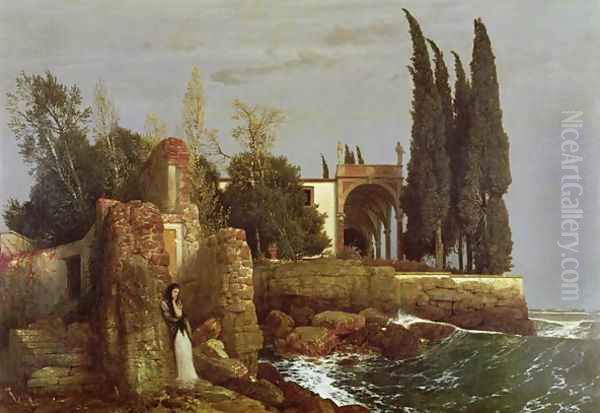 Villa by the Sea, 1878 Oil Painting by Arnold Bocklin