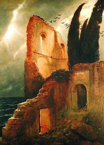 Ruin by the Sea, 1881 Oil Painting by Arnold Bocklin