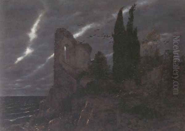 Ruins by the Sea Oil Painting by Arnold Bocklin