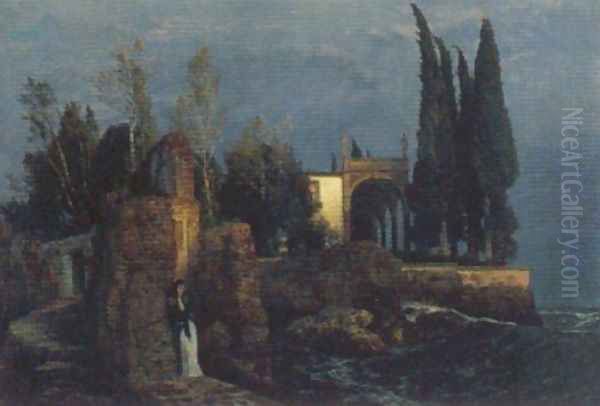 Villa by the Sea Oil Painting by Arnold Bocklin