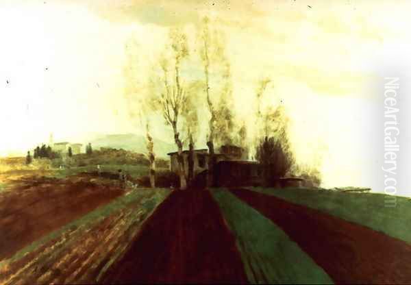 Arable land corridors in the early spring Oil Painting by Arnold Bocklin