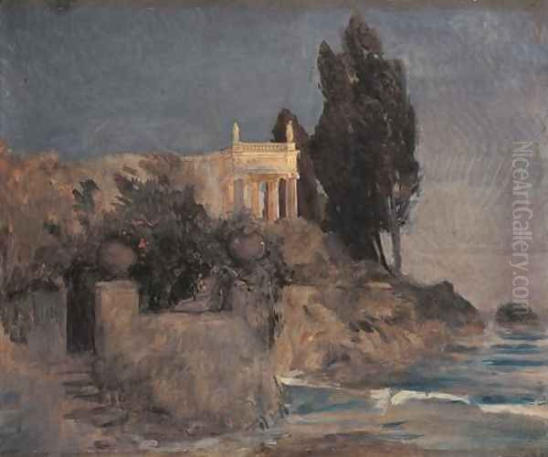 Villa by the Sea, c.1864 Oil Painting by Arnold Bocklin