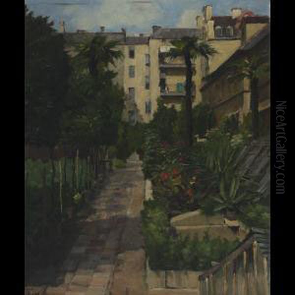 Courtyard Scene Oil Painting by Charles Guy Vetter