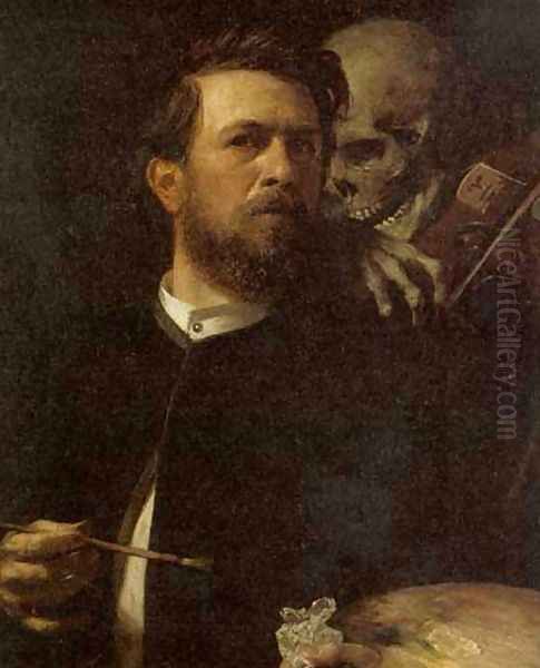 Self-portrait, oil on canvas, 1872 Oil Painting by Arnold Bocklin