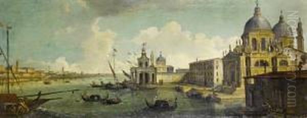 A Capriccio Of The Entrance To Thegrand Canal, Venice, With The Punta Della Dogana And The Church Ofsanta Maria Della Salute Oil Painting by Gaetano Vetturali