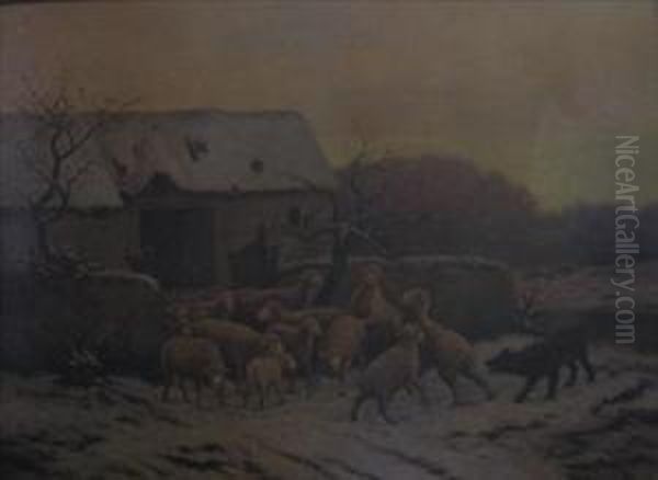 Herding The Flock Oil Painting by V. Vezien