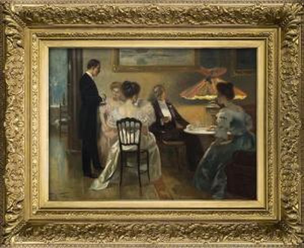 Evening At The Salon Oil Painting by Frederick Vezin