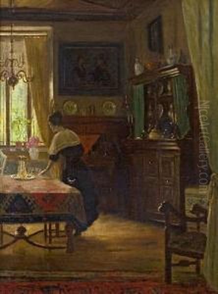 Dame Im Esszimmer Oil Painting by Frederick Vezin