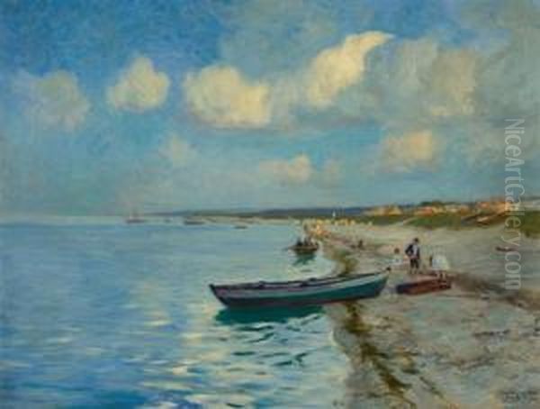 Summer Day On The Beach Oil Painting by Frederick Vezin