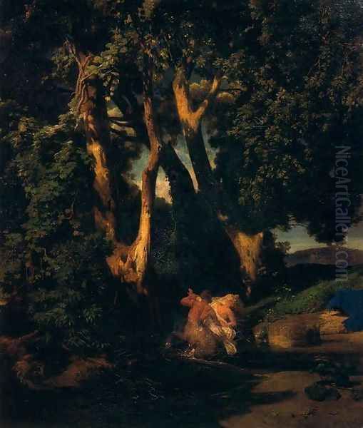 Nymphe et centaure à l'orée d'un bois Oil Painting by Arnold Bocklin