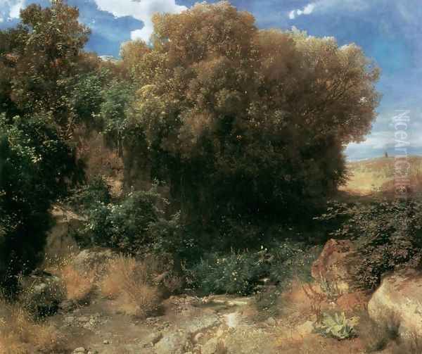 Campagna Landscape 1857-58 Oil Painting by Arnold Bocklin