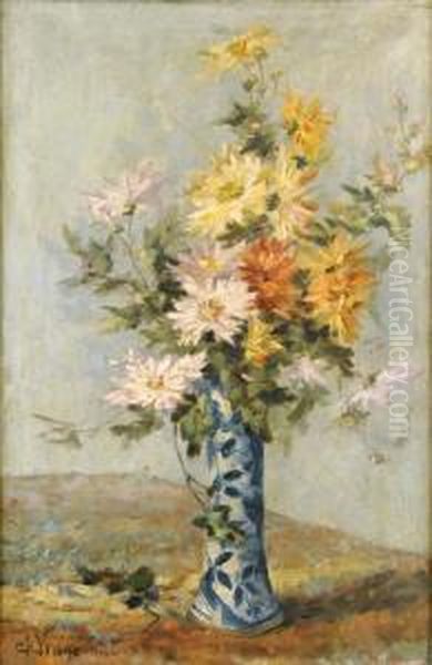 Vase Garni De Fleurs Oil Painting by Charles Viane