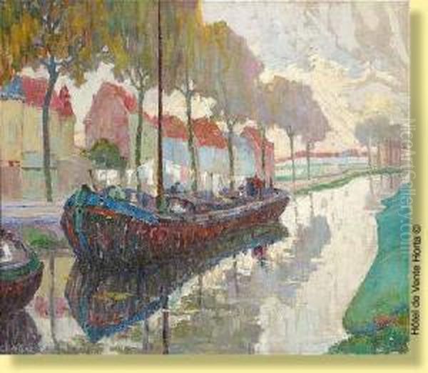 Canalen Banlieue Oil Painting by Charles Viane