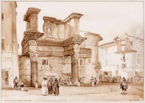 Vue Du Forum De Nerva, Rome Oil Painting by Achille Vianelli