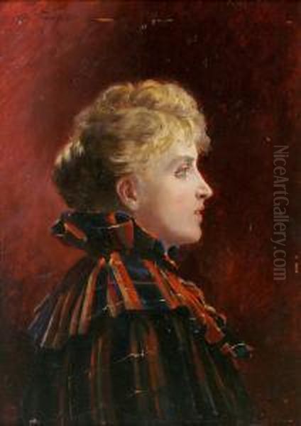 Portraitde Femme De Profil Oil Painting by Albert Vianelli