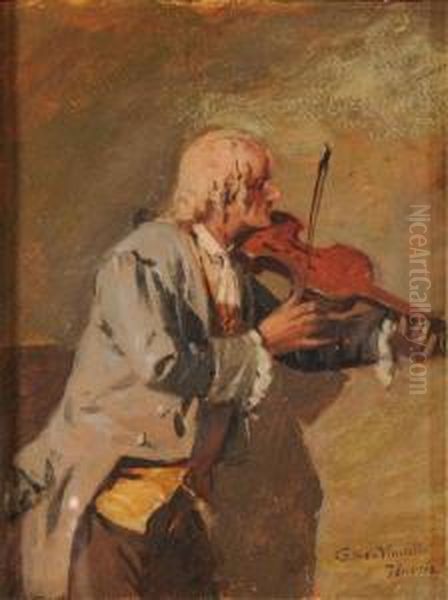 Il Violinista Oil Painting by Cesare Vianello