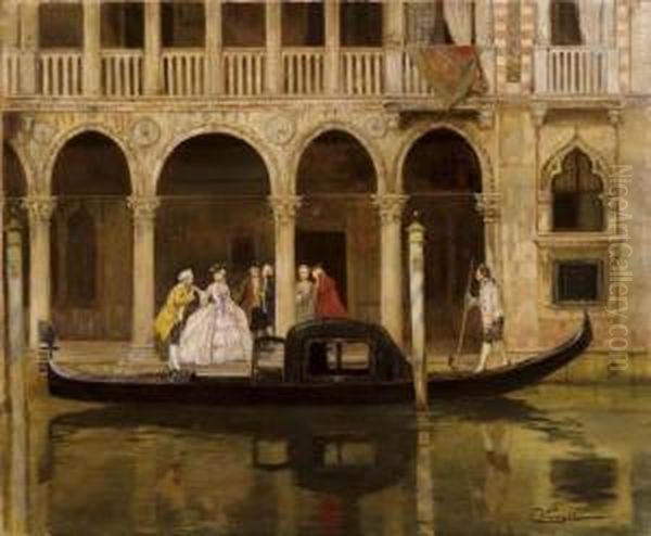 Scena Veneziana Oil Painting by Cesare Vianello