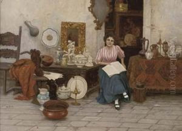 The Antiques Seller Oil Painting by Cesare Vianello