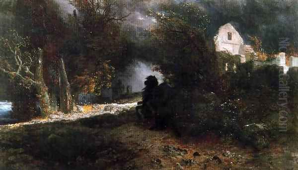 La Chevauchée de la Mort (L'Automne et la Mort) Oil Painting by Arnold Bocklin