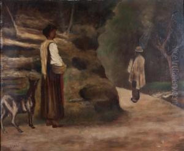 Scene De Campagne D'italie Oil Painting by Mario Viani D'Ovrano