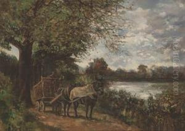 Lungo Il Fiume Oil Painting by Mario Viani D'Ovrano