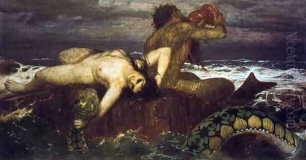 Triton and néréide Oil Painting by Arnold Bocklin