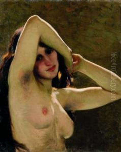 Giovane Ragazza Nuda Oil Painting by Cesare Viazzi