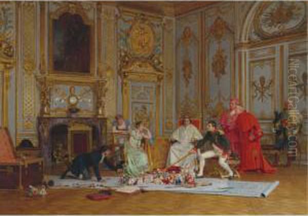 Planning Napoleon's Coronation Oil Painting by Jehan Georges Vibert