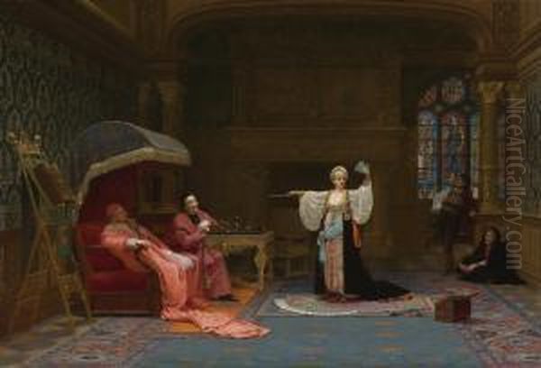 La Tireuse De Cartes (the Fortune Teller) Oil Painting by Jehan Georges Vibert