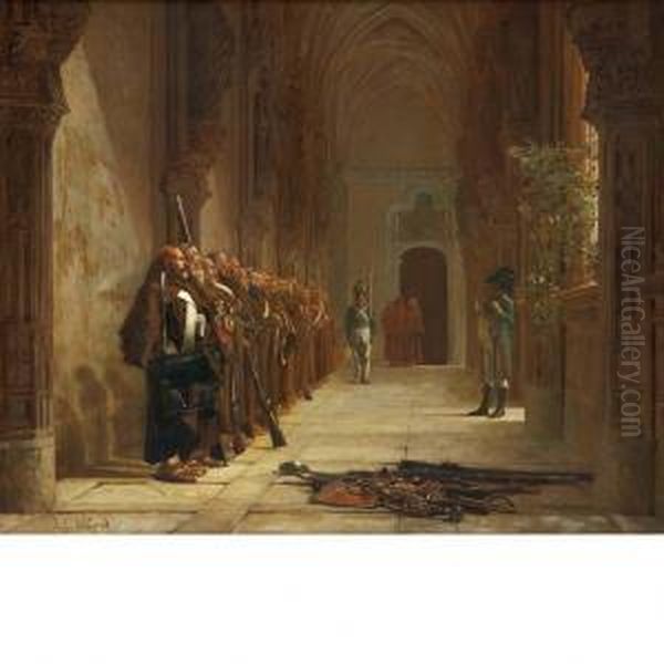 Le Couvent Sous Les Armes Espagne Oil Painting by Jehan Georges Vibert