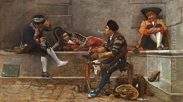 Running Repairs Oil Painting by Jehan Georges Vibert