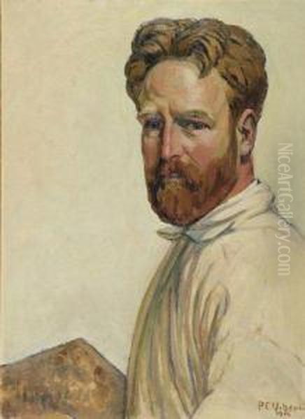 Autoportrait A La Palette Oil Painting by Pierre Eugene Vibert