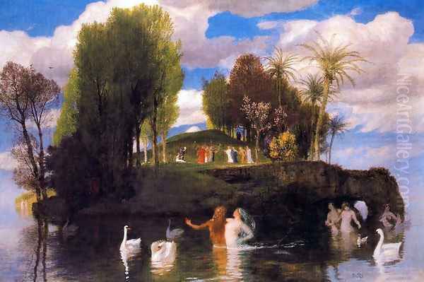 Island of Living Oil Painting by Arnold Bocklin