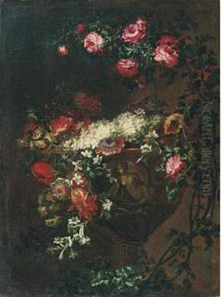 Natura Morta Di Fiori Oil Painting by Vicenzino