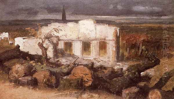 House destroyed nearly Kehl Oil Painting by Arnold Bocklin