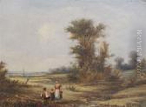 Figures In A Landscape Oil Painting by Alfred Vickers