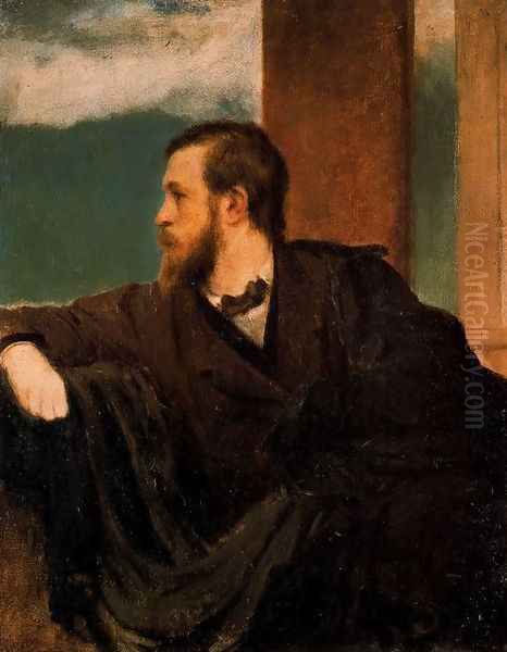 Self portrait 2 Oil Painting by Arnold Bocklin