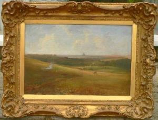 Moorland Landscape With Abbey Oil Painting by Alfred G., H., Or Sr Vickers