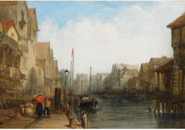 Dockyards Oil Painting by Alfred Gomersal Vickers