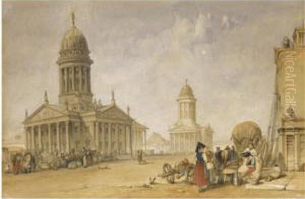 Gendarmenmarkt, Berlin Oil Painting by Alfred Gomersal Vickers