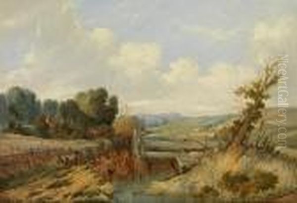 A Downland Landscape Oil Painting by Alfred Gomersal Vickers