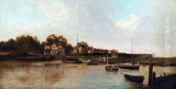 Thought To Be Lake Lothing, Lowestoft Oil Painting by A.H. Vickers