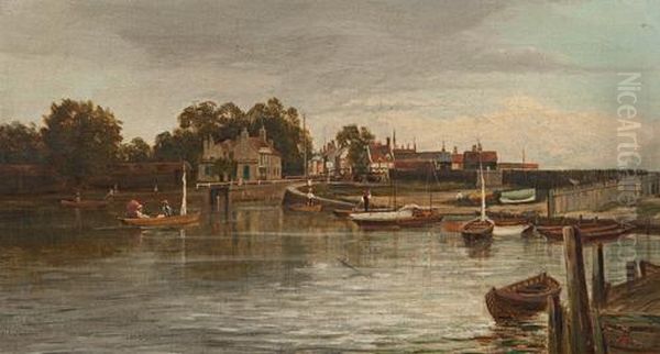 Wherry Inn - Oulton Broad Oil Painting by A.H. Vickers