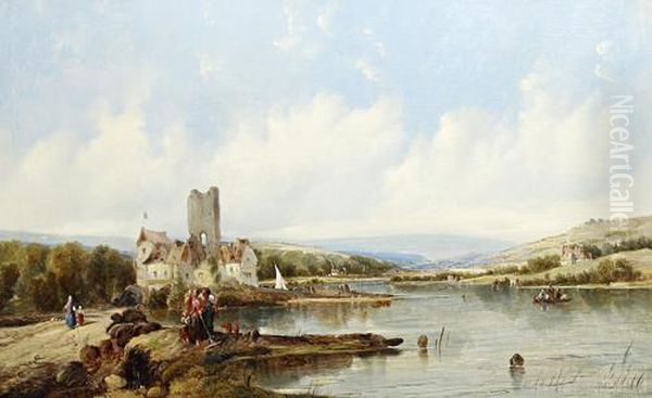 Estuary Scene Oil Painting by A.H. Vickers