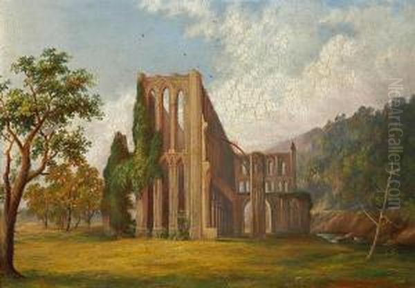 Ruins Of Rievaulx Abbey, Yorkshireengland Oil Painting by Henry Harold Vickers