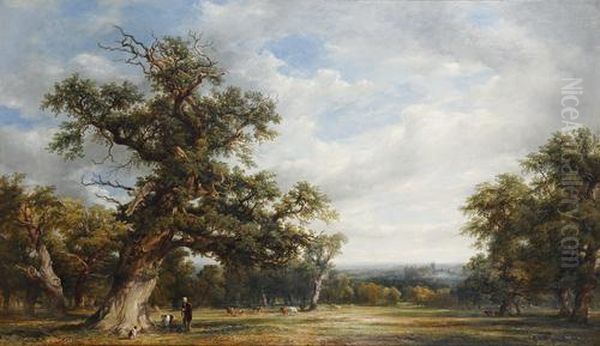 A View Of Windsor Great Park With Windsor Castle In The Distance Oil Painting by Alfred Vickers