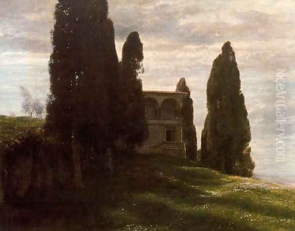 Italian Villa in spring Oil Painting by Arnold Bocklin