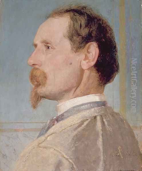 Portrait of the sculptor Josef von head Oil Painting by Arnold Bocklin