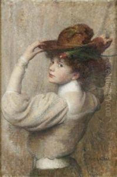 Elegante Au Chapeau Et Au Perroquet Oil Painting by Eugene Vincent Vidal