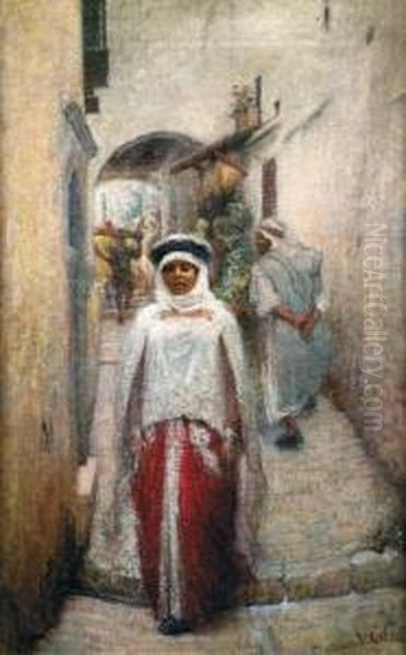 Jeune Femme Dans La Casbah D'alger Oil Painting by Eugene Vincent Vidal